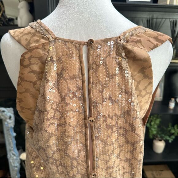 Rebecca Taylor Sequin Animal Print Blouse Size 10 - Picture 6 of 9